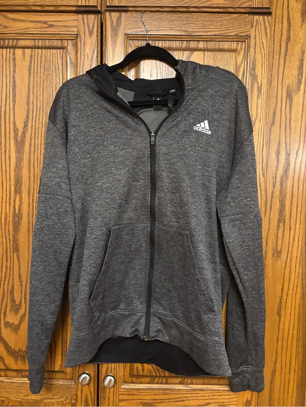 adidas Men's Heather Charcoal Full-Zip Hooded Jacket